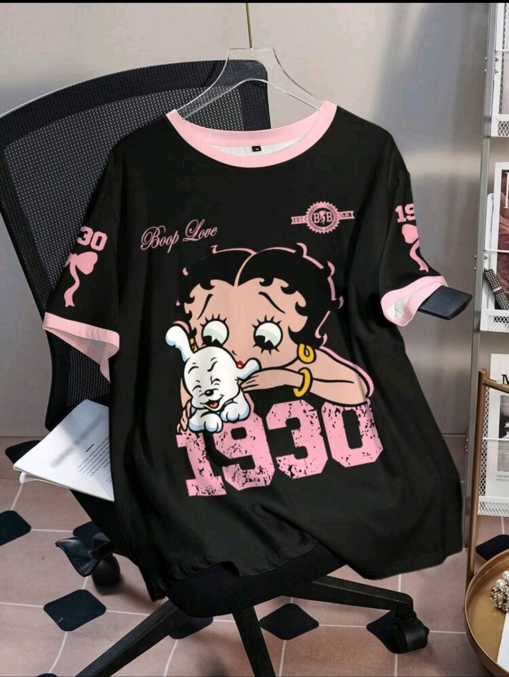 Black & Pink Betty Boop Graphic Tee